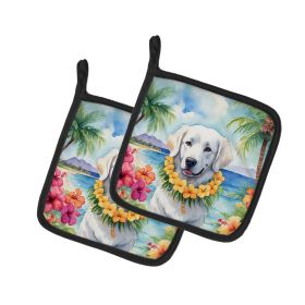Kuvasz Luau Pair of Pot Holders Kitchen Heat Resistant Pot Holders Sets Oven Hot Pads for Cooking Baking BBQ, 7 1/2 x 7 1/2