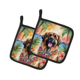 Leonberger Luau Pair of Pot Holders Kitchen Heat Resistant Pot Holders Sets Oven Hot Pads for Cooking Baking BBQ, 7 1/2 x 7 1/2