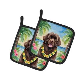 Newfoundland Luau Pair of Pot Holders Kitchen Heat Resistant Pot Holders Sets Oven Hot Pads for Cooking Baking BBQ, 7 1/2 x 7 1/2