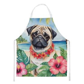 Pug Luau Apron Cooking Kitchen Server Baking Crafts Gardening for Adult Women Men, Unisex, Large, Multicolor