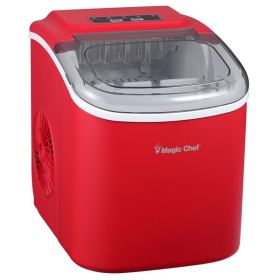 Magic Chef MCIM27R Portable Countertop Ice Maker, 27 Lbs. per Day (Red)