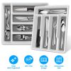 2Pcs Silverware Organizer Utensil Flatware Organizer Kitchen Drawer Silverware Storage Tray with Non-Slip 5 Compartments For Cutlery Spoon Fork