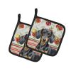 Black and Tan Dachshund Vegetables Pair of Pot Holders Pair 7.5x7.5 Quilted Insulated Hot Pads Decorative Kitchen Gift Made in USA