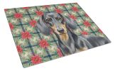 Black and Tan Dachshund Christmas PoinsettIas Glass Cutting Board Decorative Tempered Glass Kitchen Cutting and Serving Board Large Size Chopping Boar