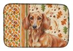 Red Brown Dachshund Heirloom Fall Dish Drying Mat Absorbent Dish Drying Mat Pad for Kitchen Counter Dish Drainer Mat for Countertop, 14 x 21"