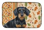 Wirehaired Black and Tan Dachshund Heirloom Fall Dish Drying Mat Absorbent Dish Drying Mat Pad for Kitchen Counter Dish Drainer Mat for Countertop