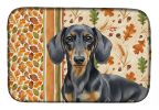 Black and Tan Dachshund Heirloom Fall Dish Drying Mat Absorbent Dish Drying Mat Pad for Kitchen Counter Dish Drainer Mat for Countertop, 14 x 21"
