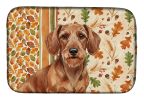 Wirehaired Red Dachshund Heirloom Fall Dish Drying Mat Absorbent Dish Drying Mat Pad for Kitchen Counter Dish Drainer Mat for Countertop, 14 x 21"