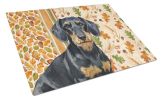 Wirehaired Black and Tan Dachshund Heirloom Fall Glass Cutting Board Decorative Tempered Glass Kitchen Cutting and Serving Board Large Size Chopping B