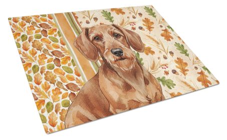 Wirehaired Red Dachshund Heirloom Fall Glass Cutting Board Decorative Tempered Glass Kitchen Cutting and Serving Board Large Size Chopping Board