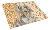 Dapple Dachshund Heirloom Fall Glass Cutting Board Decorative Tempered Glass Kitchen Cutting and Serving Board Large Size Chopping Board