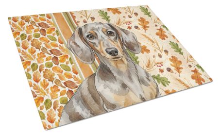 Dapple Dachshund Heirloom Fall Glass Cutting Board Decorative Tempered Glass Kitchen Cutting and Serving Board Large Size Chopping Board