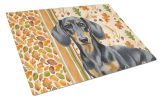 Black and Tan Dachshund Heirloom Fall Glass Cutting Board Decorative Tempered Glass Kitchen Cutting and Serving Board Large Size Chopping Board