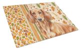 Red Brown Dachshund Heirloom Fall Glass Cutting Board Decorative Tempered Glass Kitchen Cutting and Serving Board Large Size Chopping Board