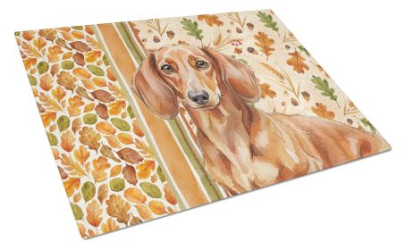 Red Brown Dachshund Heirloom Fall Glass Cutting Board Decorative Tempered Glass Kitchen Cutting and Serving Board Large Size Chopping Board
