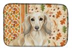Longhaired Cream Dachshund Heirloom Fall Dish Drying Mat Absorbent Dish Drying Mat Pad for Kitchen Counter Dish Drainer Mat for Countertop, 14 x 21"