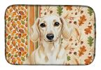 Cream Dachshund Heirloom Fall Dish Drying Mat Absorbent Dish Drying Mat Pad for Kitchen Counter Dish Drainer Mat for Countertop, 14 x 21", Multicolor
