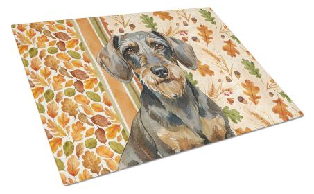 Wirehaired Wild Boar Dachshund Heirloom Fall Glass Cutting Board Decorative Tempered Glass Kitchen Cutting and Serving Board Large Size Chopping Board