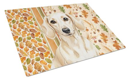 Cream Dachshund Heirloom Fall Glass Cutting Board Decorative Tempered Glass Kitchen Cutting and Serving Board Large Size Chopping Board