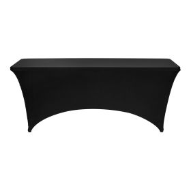 VEVOR 3 Pack Table Cloth for 6FT Rectangular Fitted Events, Wrinkle-Resistant Stretch Black Table Covers, Washable Spandex Tablecloth Protector, for P