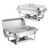 VEVOR Rectangle Chafing Dish, 9 Qt 2 Pack Stainless Steel Chafing Dish, Food Warmer Chafer Complete Set with Hollow Handle, 1 Food Tongs, Lid, Fuel Ho