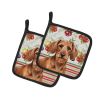 Wirehaired Red Dachshund Vegetables Pair of Pot Holders Pair 7.5x7.5 Quilted Insulated Hot Pads Decorative Kitchen Gift Made in USA