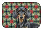 Black and Tan Dachshund Christmas PoinsettIas Dish Drying Mat Absorbent Dish Drying Mat Pad for Kitchen Counter Dish Drainer Mat for Countertop