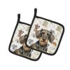 Wirehaired Wild Boar Dachshund Coffee Bar Pair of Pot Holders Pair 7.5x7.5 Quilted Insulated Hot Pads Decorative Kitchen Gift Made in USA