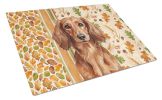 Longhaired Red Dachshund Heirloom Fall Glass Cutting Board Decorative Tempered Glass Kitchen Cutting and Serving Board Large Size Chopping Board
