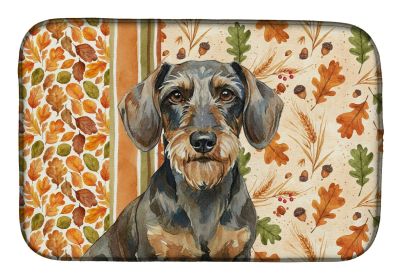 Wirehaired Wild Boar Dachshund Heirloom Fall Dish Drying Mat Absorbent Dish Drying Mat Pad for Kitchen Counter Dish Drainer Mat for Countertop