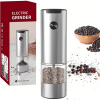 1pc Electric Salt and Pepper Grinder, One-handed Automatic Operation, white LED Light, Dual Charging Base, Adjustable Coarseness, Battery Powered, Gen