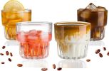 8oz Drinking Glasses Set of 4, Stackable Iced latte Coffee Glass, Beer Glasses, Cocktail Glasses, Coffee Mugs for Latte, Tea, Water glasses for bar, r