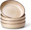 Pasta Bowls Set of 4, 35oz Large Salad Bowls for Serving, Wide and Shallow Ceramic Plates for Kitchen, Double Reactive Glaze, Microwave and Dishwasher