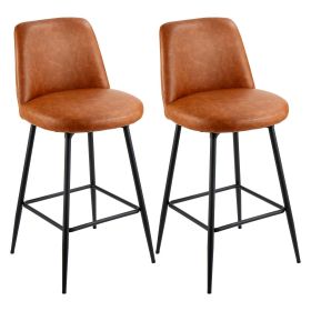 VEVOR Bar Stool Set of 2, 27 inch Counter Height Swivel Stools, Modern PU Leather Counter Barstool with Backrest and Metal Legs, Armless Bar Chair, Is