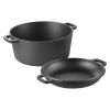 VEVOR Cast Iron Dutch Oven, 2-in-1 Pre-Seasoned Pot with Skillet Lid, 5QT Cookware Pan with Proofing Basket, Bread Baking Accessories, Bread-Oven Comp