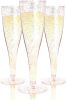 24 Piece Plastic Champagne Flutes Plastic Wine Glasses with Rose Gold Glitter - Cocktail Glasses for Parties - Party Supplies for Mimosa Bar, Wedding,