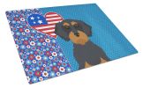 Wirehair Black and Tan Dachshund USA American Glass Cutting Board Decorative Tempered Glass Kitchen Cutting and Serving Board Large Size Chopping Boar