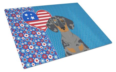 Black Dapple Dachshund USA American Glass Cutting Board Decorative Tempered Glass Kitchen Cutting and Serving Board Large Size Chopping Board