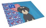 Wirehair Black and Cream Dachshund USA American Glass Cutting Board Decorative Tempered Glass Kitchen Cutting and Serving Board Large Size Chopping Bo