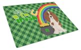Longhair Red Pedbald Dachshund St. Patrick's Day Glass Cutting Board Decorative Tempered Glass Kitchen Cutting and Serving Board Large Size Chopping B