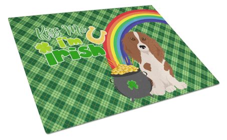 Longhair Red Pedbald Dachshund St. Patrick's Day Glass Cutting Board Decorative Tempered Glass Kitchen Cutting and Serving Board Large Size Chopping B