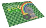 Longhair Blue and Tan Dachshund St. Patrick's Day Glass Cutting Board Decorative Tempered Glass Kitchen Cutting and Serving Board Large Size Chopping