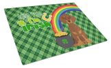 Chocolate and Tan Dachshund St. Patrick's Day Glass Cutting Board Decorative Tempered Glass Kitchen Cutting and Serving Board Large Size Chopping Boar