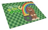 Longhair Chocolate and Cream Dachshund St. Patrick's Day Glass Cutting Board Decorative Tempered Glass Kitchen Cutting and Serving Board Large Size Ch