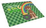 Chocolate and Cream Dachshund St. Patrick's Day Glass Cutting Board Decorative Tempered Glass Kitchen Cutting and Serving Board Large Size Chopping Bo