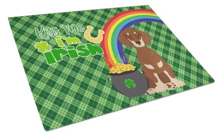 Chocolate and Cream Dachshund St. Patrick's Day Glass Cutting Board Decorative Tempered Glass Kitchen Cutting and Serving Board Large Size Chopping Bo