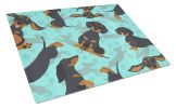 Black and Tan Dachshund Glass Cutting Board Decorative Tempered Glass Kitchen Cutting and Serving Board Large Size Chopping Board