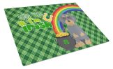 Wirehair Blue and Tan Dachshund St. Patrick's Day Glass Cutting Board Decorative Tempered Glass Kitchen Cutting and Serving Board Large Size Chopping