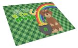 Wirehair Red and Tan Dachshund St. Patrick's Day Glass Cutting Board Decorative Tempered Glass Kitchen Cutting and Serving Board Large Size Chopping B