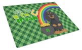 Longhair Black and Tan Dachshund St. Patrick's Day Glass Cutting Board Decorative Tempered Glass Kitchen Cutting and Serving Board Large Size Chopping